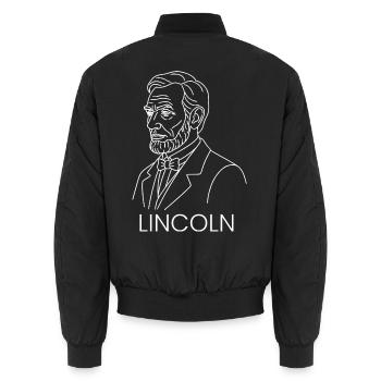 Lincoln Line Porträt-Tee - Unisex Bomberjacke - Schwarz - Hinten - AI Model Male 185 light (185cm)