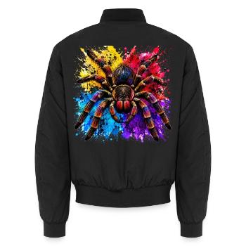 Neon Tarantel  Psychodelische Spinne im Farbklecks - Unisex Bomberjacke - Schwarz - Hinten - AI Model Male 185 light (185cm)