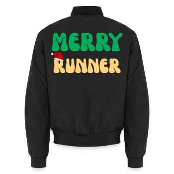 Merry Runner Weihnachtsgeschenk Laufmarathon - Unisex Bomberjacke - Schwarz - Hinten - AI Model Male 185 light (185cm)