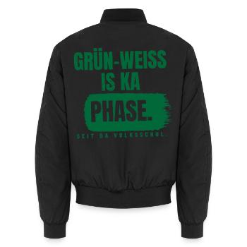 Grün-Weiß is ka Phase - Unisex Bomberjacke - Schwarz - Hinten - AI Model Male 185 light (185cm)