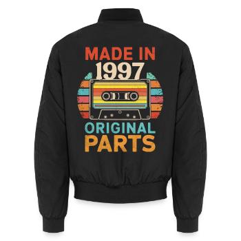 1997 Geburtstag Original 90er 80er Kassettenband Retro - Unisex Bomberjacke - Schwarz - Hinten - AI Model Male 185 light (185cm)