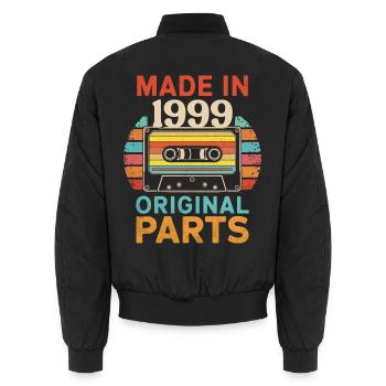 1999 Geburtstag Original 90er 80er Kassettenband Retro - Unisex Bomberjacke - Schwarz - Hinten - AI Model Male 185 light (185cm)