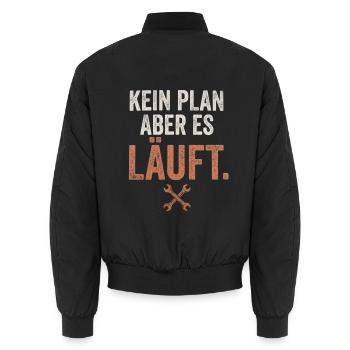 Kein Plan, Aber Es Läuft - Unisex Bomberjacke - Schwarz - Hinten - AI Model Male 185 light (185cm)