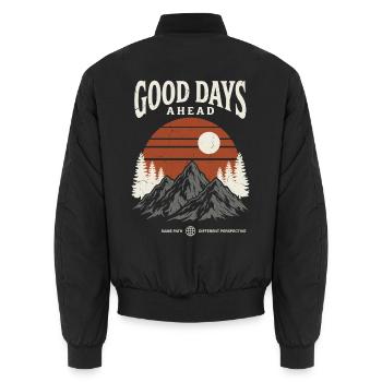 Gute Tage Voraus Berglandschaft - Unisex Bomberjacke - Schwarz - Hinten - AI Model Male 185 light (185cm)