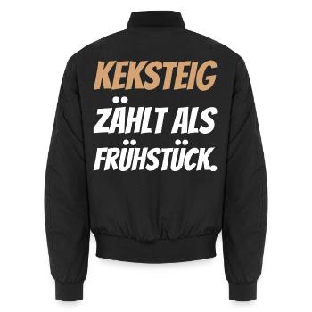 Keksteig zählt als Frühstück. - Unisex Bomberjacke - Schwarz - Hinten - AI Model Male 185 light (185cm)