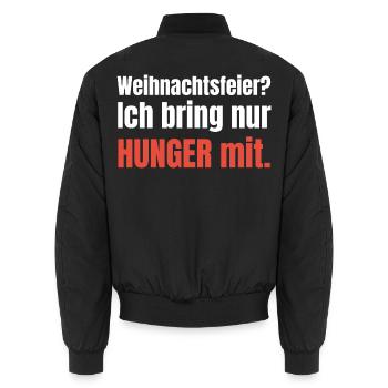 Weihnachtsfeier? Ich bring nur Hunger mit. - Unisex Bomberjacke - Schwarz - Hinten - AI Model Male 185 light (185cm)