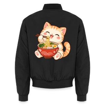 Katze, Ramen, Japanische Nudeln, Süßes Kätzchen - Unisex Bomberjacke - Schwarz - Hinten - AI Model Male 185 light (185cm)