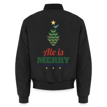 Ale Is Merry – Craft-Bier Weihnachtsshirt - Unisex Bomberjacke - Schwarz - Hinten - AI Model Male 185 light (185cm)