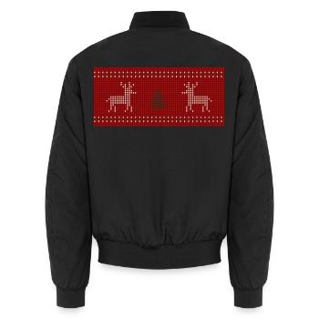 Rentier-Weihnachtsstrick Print - Unisex Bomberjacke - Schwarz - Hinten - AI Model Male 185 light (185cm)