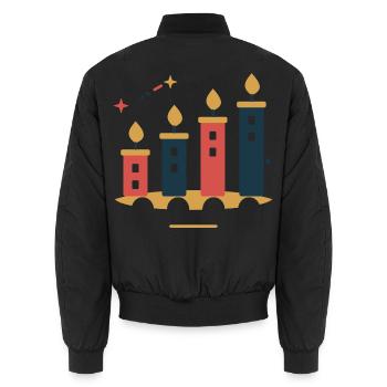 Adventstadt im Kerzenlicht – Weihnachtsmotiv - Unisex Bomberjacke - Schwarz - Hinten - AI Model Male 185 light (185cm)