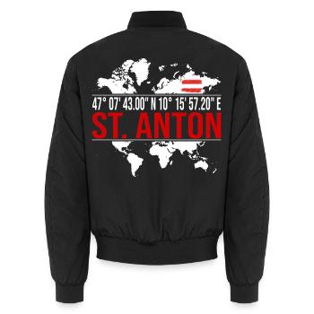 St. Anton - Unisex Bomberjacke - Schwarz - Hinten - AI Model Male 185 light (185cm)
