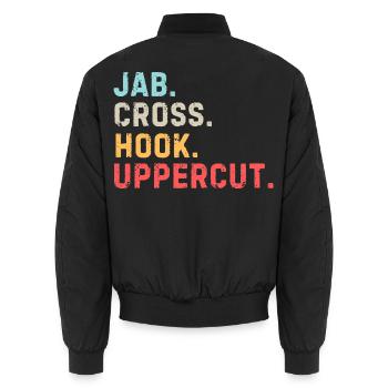 Lustiger Boxliebhaber Jab Cross Hook Uppercut - Unisex Bomberjacke - Schwarz - Hinten - AI Model Male 185 light (185cm)
