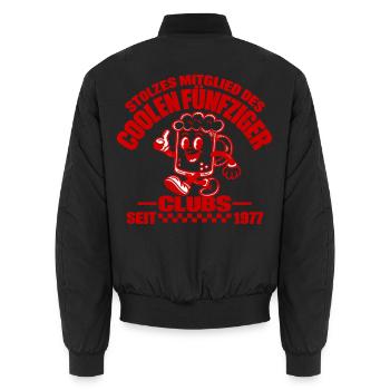 50er Club 1977 – Stolzer Jahrgang - Unisex Bomberjacke - Schwarz - Hinten - AI Model Male 185 light (185cm)
