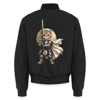 Süßer Kätzchenritter in Rüstung – Tiktok - Unisex Bomberjacke - Schwarz - Hinten - AI Model Male 185 light (185cm)