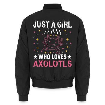 Just A Girl Who Loves Axolotls Pink Stars - Unisex Bomberjacke - Schwarz - Hinten - AI Model Male 185 light (185cm)