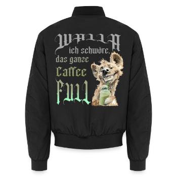 Hund Caffe full - Unisex Bomberjacke - Schwarz - Hinten - AI Model Male 185 light (185cm)