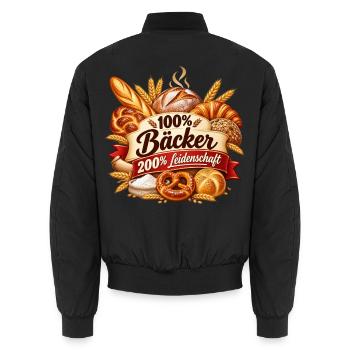 Bäcker – Leidenschaft pur - Unisex Bomberjacke - Schwarz - Hinten - AI Model Male 185 light (185cm)