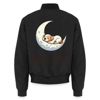 Bubu Shirt – Schlafendes Baby auf Mond, Pastell - Unisex Bomberjacke - Schwarz - Hinten - AI Model Male 185 light (185cm)
