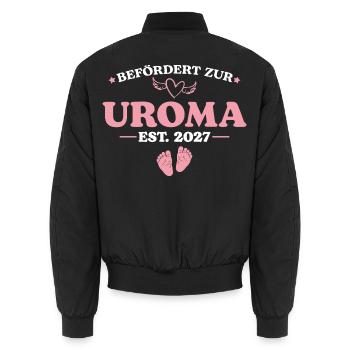 Schwangerschaftsankündigung Befördert Uroma 2027 - Unisex Bomberjacke - Schwarz - Hinten - AI Model Male 185 light (185cm)