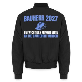 Bauherr 2027 An Bauherrin Wenden Hausbau - Unisex Bomberjacke - Schwarz - Hinten - AI Model Male 185 light (185cm)