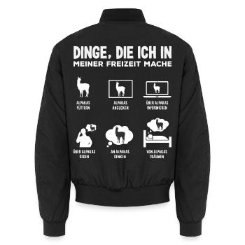 Lustiges Alpaka & Lama Motiv Geschenk - Unisex Bomberjacke - Schwarz - Hinten - AI Model Male 185 light (185cm)