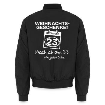 Weihnachtsgeschenke mach ich am 23 - Weihnachten - Unisex Bomberjacke - Schwarz - Hinten - AI Model Male 185 light (185cm)