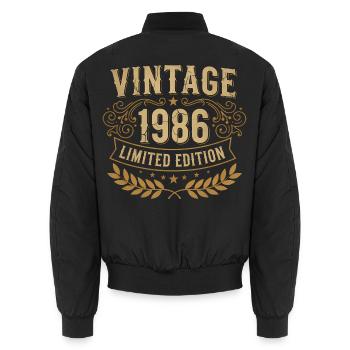 Vintage 1986 Limited Edition - Unisex Bomberjacke - Schwarz - Hinten - AI Model Male 185 light (185cm)