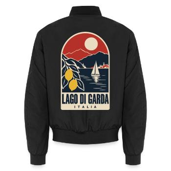 Lago di Garda Vintage-Reiseplakat Gardasee - Unisex Bomberjacke - Schwarz - Hinten - AI Model Male 185 light (185cm)
