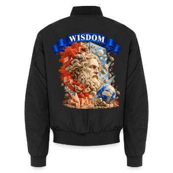 Ancient Wisdom – Greek Philosopher Art - Unisex Bomberjacke - Schwarz - Hinten - AI Model Male 185 light (185cm)