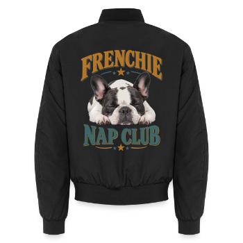  Frenchie Nap Club Französische Bulldogge Beim - Unisex Bomberjacke - Schwarz - Hinten - AI Model Male 185 light (185cm)