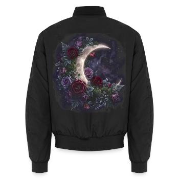 Mondrose im Sternenhimmel - Unisex Bomberjacke - Schwarz - Hinten - AI Model Male 185 light (185cm)