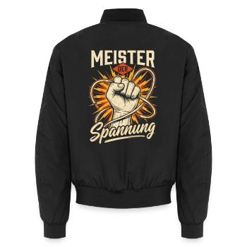 Meister Der Spannung Elektriker Spruch - Unisex Bomberjacke - Schwarz - Hinten - AI Model Male 185 light (185cm)