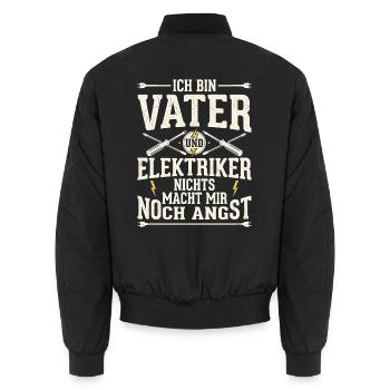 Ich Bin Vater Und Elektriker Nichts Angst - Unisex Bomberjacke - Schwarz - Hinten - AI Model Male 185 light (185cm)