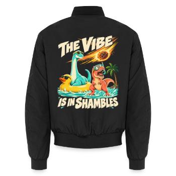 Comic Dinosaurier Die Stimmung ist im Chaos - Unisex Bomberjacke - Schwarz - Hinten - AI Model Male 185 light (185cm)