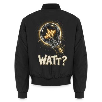 Watt Elektriker Lustiger Spruch Glühbirne - Unisex Bomberjacke - Schwarz - Hinten - AI Model Male 185 light (185cm)