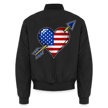 USA Flagge Herz mit Pfeil - Unisex Bomberjacke - Schwarz - Hinten - AI Model Male 185 light (185cm)