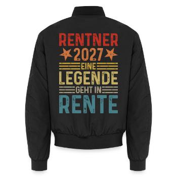 Rentner 2027 Eine Legende geht in Rente - Unisex Bomberjacke - Schwarz - Hinten - AI Model Male 185 light (185cm)