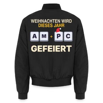 Weihnachten wird dieses Jahr am PC gefeiert - Unisex Bomberjacke - Schwarz - Hinten - AI Model Male 185 light (185cm)