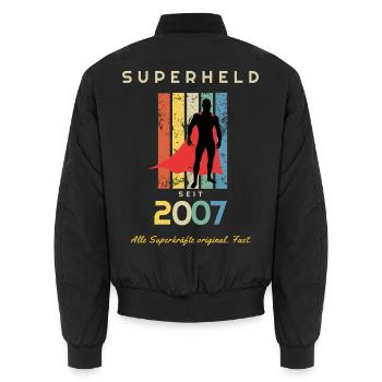 Jahrgang 2007 Superheld 20. Geburtstag Mann - Unisex Bomberjacke - Schwarz - Hinten - AI Model Male 185 light (185cm)