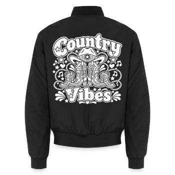 Country Vibes Cowboy Stiefel - Unisex Bomberjacke - Schwarz - Hinten - AI Model Male 185 light (185cm)
