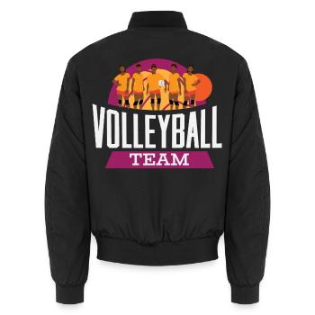 Volleyball Team – Mannschaft Retro Sonne - Unisex Bomberjacke - Schwarz - Hinten - AI Model Male 185 light (185cm)