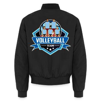Volleyball Team Wappen – Mannschaftsfoto - Unisex Bomberjacke - Schwarz - Hinten - AI Model Male 185 light (185cm)