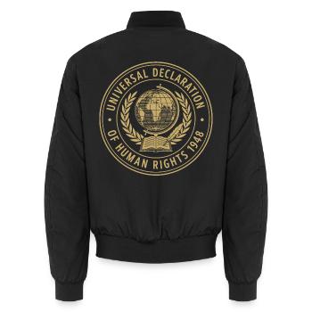 Globale Menschenrechte Emblem - Unisex Bomberjacke - Schwarz - Hinten - AI Model Male 185 light (185cm)