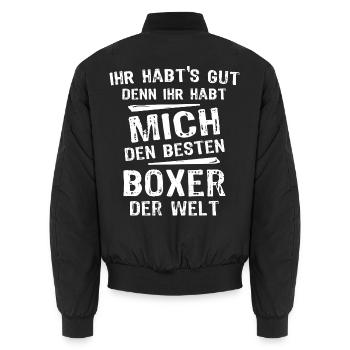 Boxer - Unisex Bomberjacke - Schwarz - Hinten - AI Model Male 185 light (185cm)