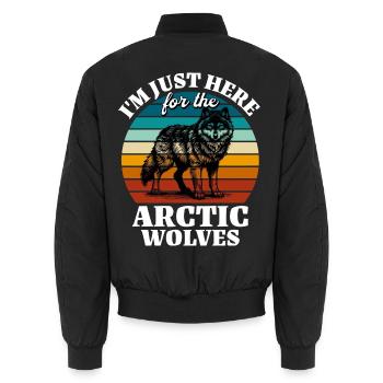 Lustige Polarwolf Sprüche - Unisex Bomberjacke - Schwarz - Hinten - AI Model Male 185 light (185cm)