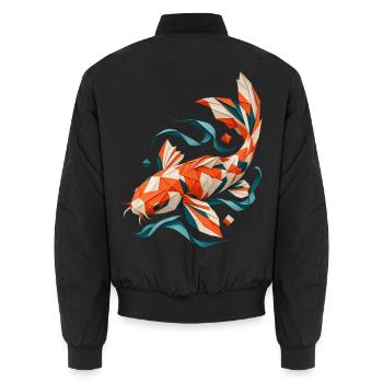 Origami Koi aus Papier - Unisex Bomberjacke - Schwarz - Hinten - AI Model Male 185 light (185cm)