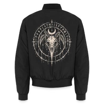 Der Rabenschädel im Runenkreis - Unisex Bomberjacke - Schwarz - Hinten - AI Model Male 185 light (185cm)