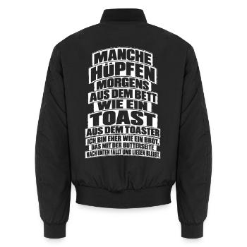 Lustiges Geschenk für Morgenmuffel - Unisex Bomberjacke - Schwarz - Hinten - AI Model Male 185 light (185cm)