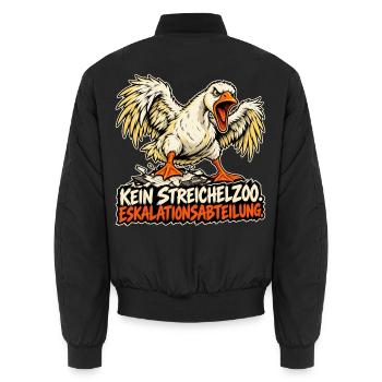 Gans aus der Eskalationsabteilung - Unisex Bomberjacke - Schwarz - Hinten - AI Model Male 185 light (185cm)