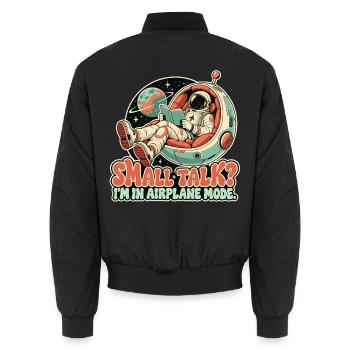 Small Talk im Flugmodus - Unisex Bomberjacke - Schwarz - Hinten - AI Model Male 185 light (185cm)